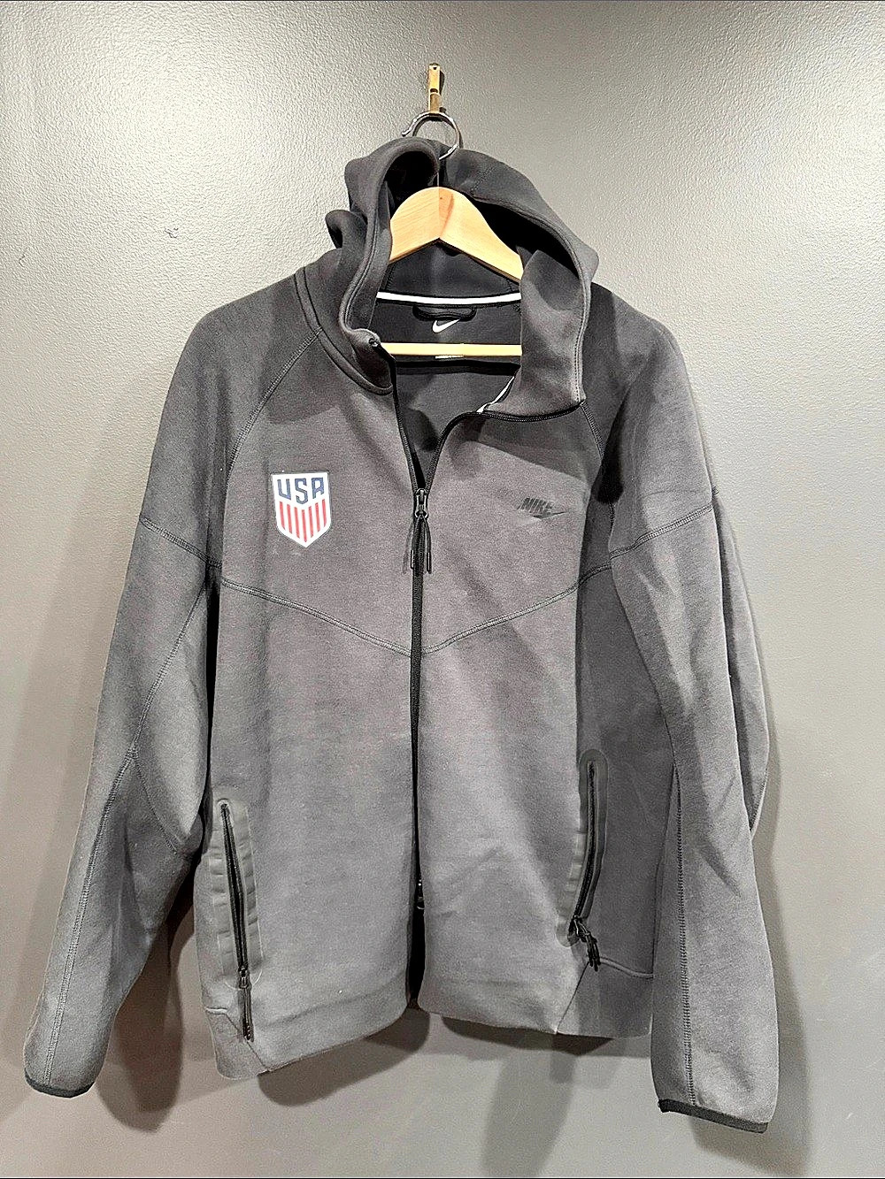 Nike USMNT Tech Fleece Windrunner Full-Zip Hoodie Gray XL